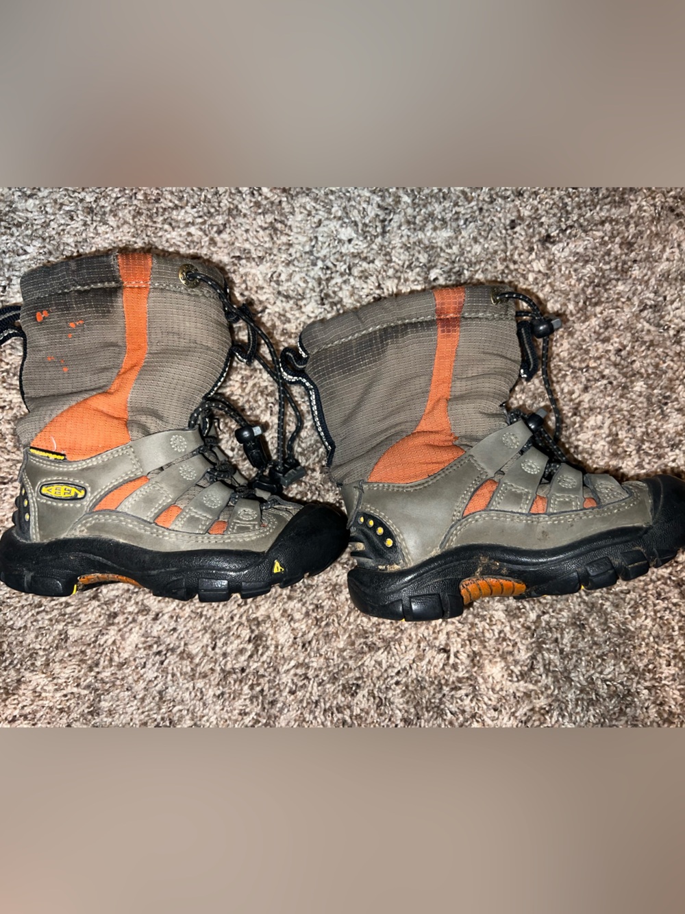 Kids Boys Toddler Keen Size 8 Outdoor Hiking Boots Gray Tan Orange Waterproof